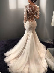 Trumpet/Mermaid V-neck Court Train Tulle Corset Wedding Dresses With Appliques Lace outfit, Wedding Dresses Sale