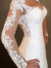 Trumpet/Mermaid V-neck Sweep Train Lace Corset Wedding Dresses With Appliques Lace outfit, Wedding Dress Shaper