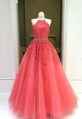 Red Lace Floor Length Corset Prom Dresses, A-Line Corset Formal Evening Dresses outfit, Party Dress Casual