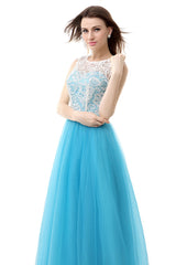Tulle Lace Light Sky Blue Corset Prom Dresses outfit, Prom 2046