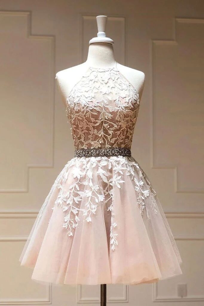 Tulle Lace Short Corset Prom Dress Beading A Line Corset Homecoming Dress outfit, Bridesmaid Dress Formal