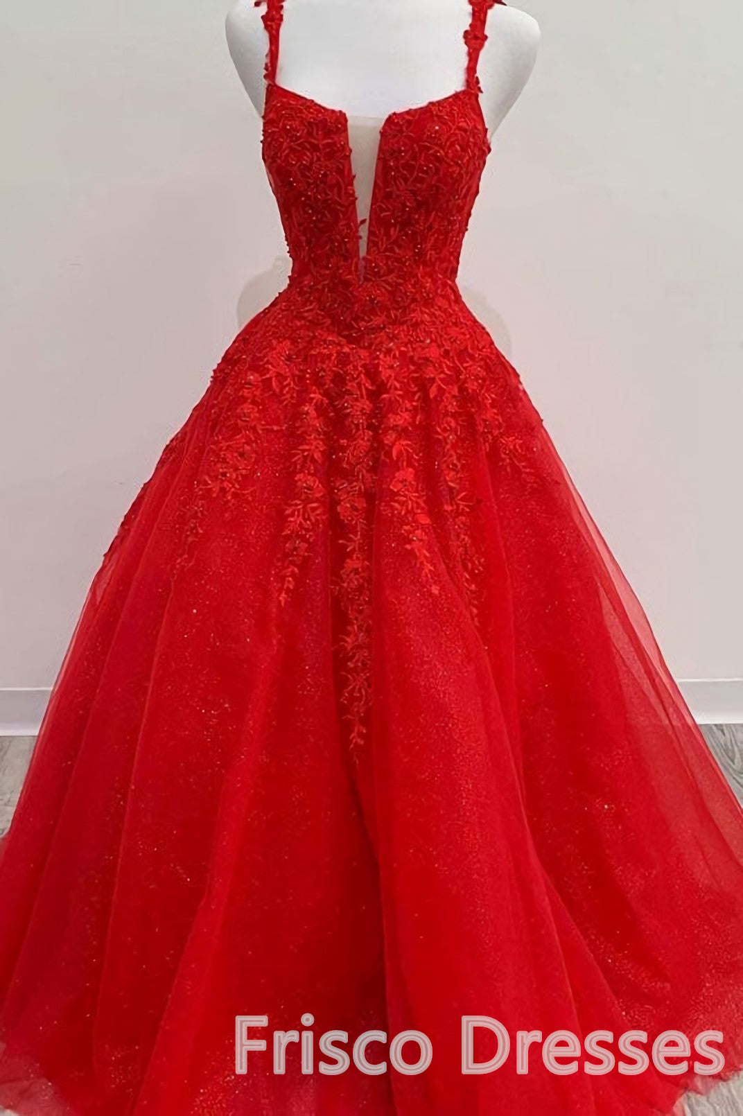 Red Tulle Lace A Line Corset Formal Evening Dresses Appliques Long Corset Prom Dresses outfit, Party Dress In Store