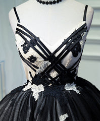 Unique Black Tulle Short Corset Prom Dress, Black Corset Homecoming Dresses outfit, Formal Dresses For Large Ladies