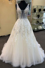 Unique Long A-line Tulle V Neck Beaded Lace Corset Wedding Dress outfit, Wedding Dresses Shapes