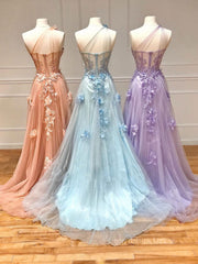 Unique sweetheart neck tulle lace long Corset Prom dress A line evening dress outfit, Prom Dresses Sleeve