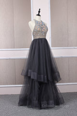 Unique tulle beads long Corset Prom dress tulle long evening dress outfit, Homecoming Dresses 17 Year Old