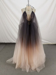 Unique V Neck Tulle Long Corset Prom Dress Tulle Corset Formal Dress outfit, Prom Dress Casual