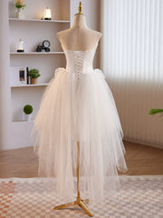 Unique White Tulle Satin Short Corset Prom Dress, White Corset Homecoming Dress outfit, Evening Dresses For Over 60S