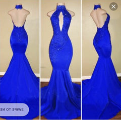 2024 Halter Blue Mermaid Corset Prom Dresses outfit, Bridesmaid Dresses Color