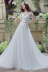 V-Neck A-Line Corset Wedding Dresses outfit, Wedding Dresse Styles