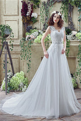 V-Neck A-Line Corset Wedding Dresses outfit, Wedding Dress Hire