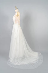 V-neck Appliques Tulle A-line Corset Wedding Dress outfit, Wedding Dresses Websites