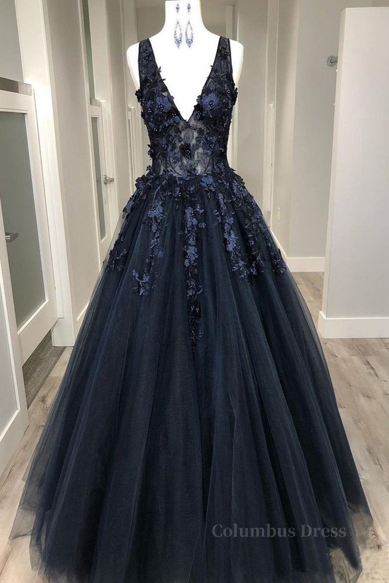 V Neck Beaded Black Lace Appliques Long Corset Prom Dress, Black Lace Corset Formal Graduation Evening Dress outfit, Homecoming Dress Formal