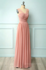 V Neck Blush Pink Chiffon Fulle Length Corset Bridesmaid Dress outfit, Bridesmaid Dress Designs
