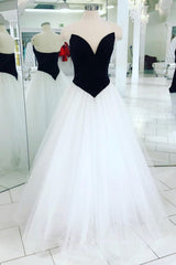 V Neck Open Back Black Velvet Top White Long Corset Prom Dress, V Neck Black and White Corset Formal Evening Dress outfit, Evening Dress Designer