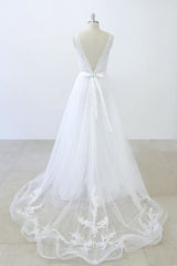 V-neck Ruffle Applqiues Tulle A-line Corset Wedding Dress outfit, Wedding Dress Pricing