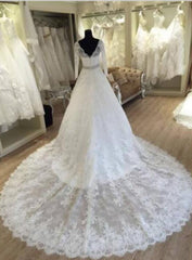 2024 Gorgeous A Line Long Sleeves V Neck Corset Wedding Dresses outfit, Wedding Dress Outfits