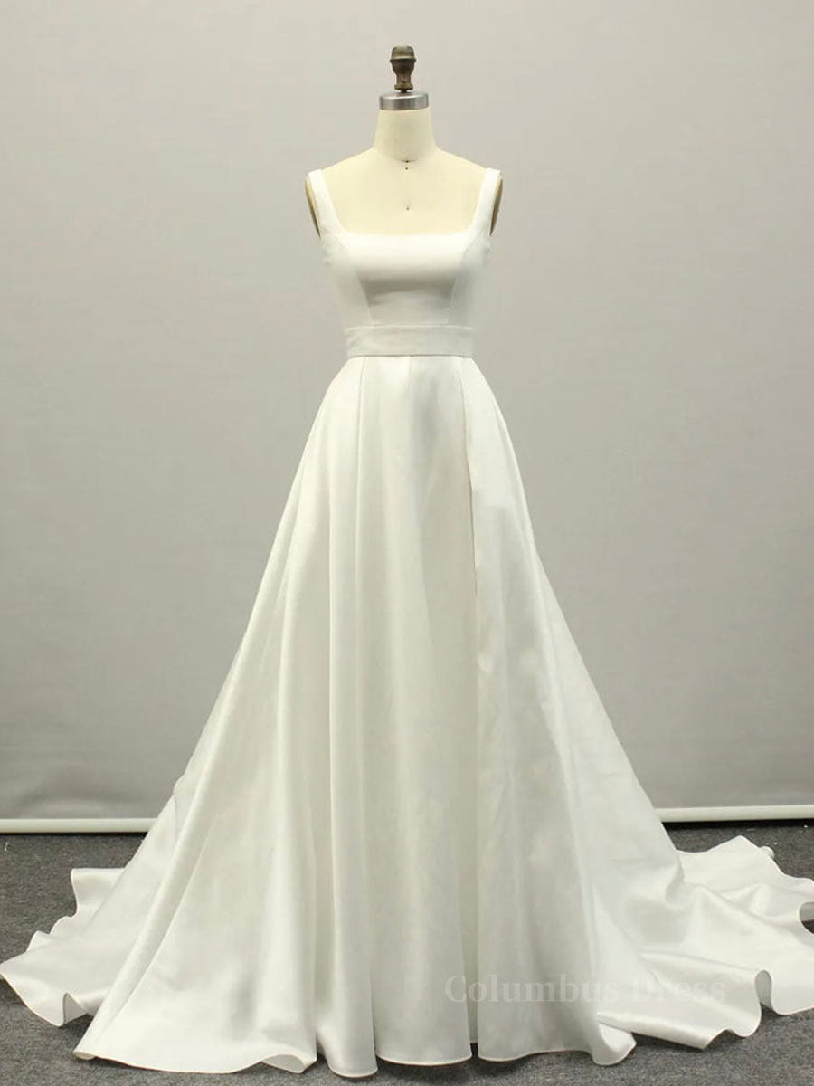 White A lien satin long Corset Prom dress , white long Corset Bridesmaid dress outfit, Prom Dresses Tulle