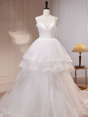 White A-Line Tulle Long Corset Prom Dress, White Tulle Sweet 16 Dresses outfit, Prom Dresses Stores Near Me