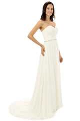 White Chiffon Sweetheart With Beading Pleats Corset Bridesmaid Dresses outfit, Party Dress On Line