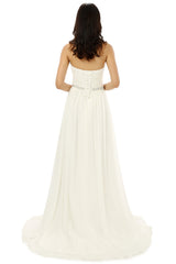 White Chiffon Sweetheart With Beading Pleats Corset Bridesmaid Dresses outfit, Party Dress In Store