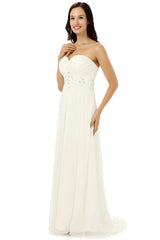 White Chiffon Sweetheart With Pleats Beading Corset Bridesmaid Dresses outfit, Party Dress 2049