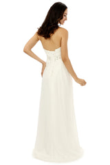 White Chiffon Sweetheart With Pleats Beading Corset Bridesmaid Dresses outfit, Party Dress Quick