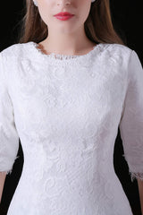 White Lace Sleeves Button Back Mermaid Corset Wedding Dresses outfit, Wedding Dresses No Sleeves
