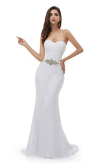 White Mermaid Lace Sweetheart Pleats Belt Corset Wedding Dresses outfit, Wedding Dresses Ideas