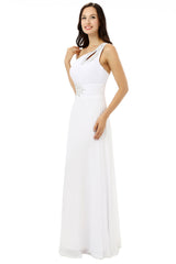 White One Shoulder Chiffon Pleats Beading Corset Bridesmaid Dresses outfit, Party Dresses Teen