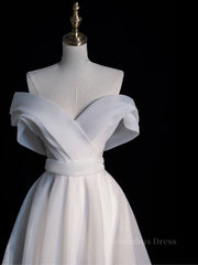 White Organza Long Corset Prom Dresses, White Long Evening Dress outfit, Prom Dress Long With Slit