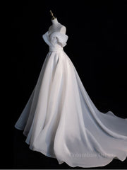 White Organza Long Corset Prom Dresses, White Long Evening Dress outfit, Prom Dresses Long With Slit
