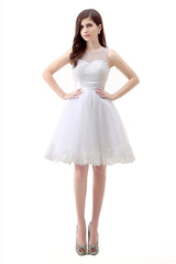 White Short Tulle Lace Knee Length Pearls Corset Homecoming Dresses outfit, Party Dresses Glitter