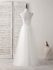 White Sweetheart Neck Tulle Beads Long Corset Prom Dress White Evening Dress outfit, Wedding Decor
