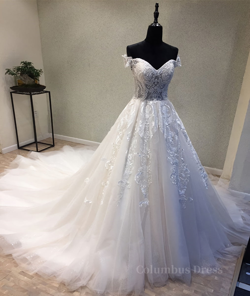 White sweetheart tulle lace applique long Corset Prom dress, Corset Wedding dress outfit, Wedding Dress Boho