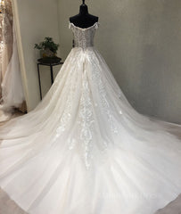 White sweetheart tulle lace applique long Corset Prom dress, Corset Wedding dress outfit, Wedding Dresses Boho
