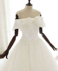 White Tulle Long Corset Prom Dress White Tulle Corset Wedding Dress outfit, Wedding Dress Flowers