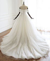 White Tulle Long Corset Prom Dress White Tulle Corset Wedding Dress outfit, Wedding Dresses Flower