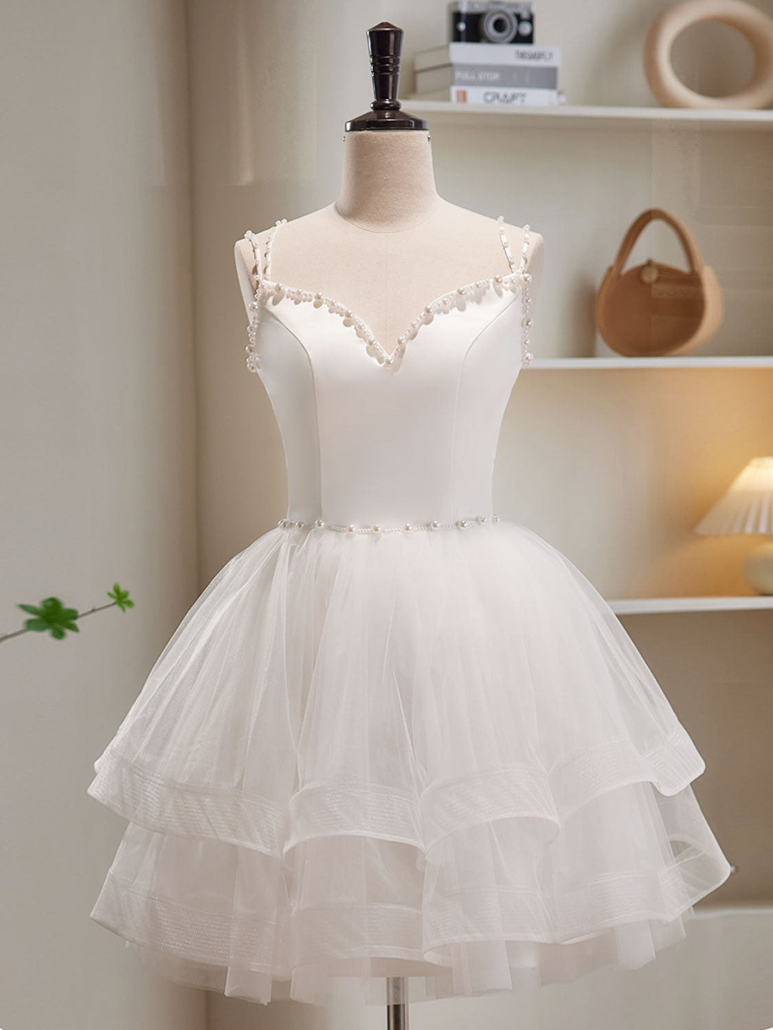 White Tulle Short Corset Prom Dresses, Cute White Puffy Corset Homecoming Dresses outfit, Prom Dressed 2033