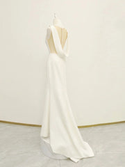 White v neck long Corset Prom dress, white evening dress outfit, Prom Dress Uk