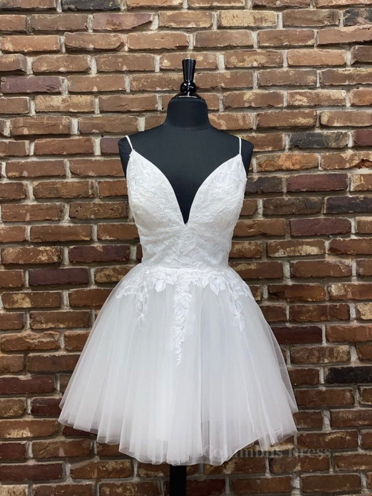 White v neck tulle lace short Corset Prom dress, white Corset Homecoming dress outfit, Homecoming Dresses Bodycon