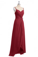 Wine Red Straps Faux Wrap Long Corset Bridesmaid Dress outfit, Plu Size Wedding Dress