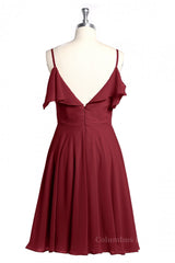 Wine Red Straps Short Ruffles Corset Bridesmaid Dress outfit, Sage Green Bridesmaid Dress