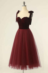 Wine Red Sweetheart Tie-Strap A-Line Short Corset Prom Dress outfits, Homecomming Dresses Blue