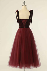 Wine Red Sweetheart Tie-Strap A-Line Short Corset Prom Dress outfits, Homecomeing Dresses Blue