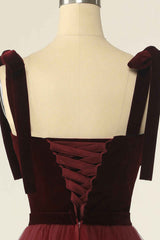 Wine Red Sweetheart Tie-Strap A-Line Short Corset Prom Dress outfits, Homecoming Dress Blue