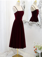 Wine Red Velvet Short Simple Corset Wedding Party Dress, Dark Red Corset Homecoming Dresses outfit, Wedding Dress Rustic