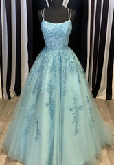 Blue Lace Long Corset Prom Dresses, A-Line Corset Formal Evening Dresses outfit, Prom Dress 2043