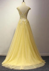 Yellow Long Corset Prom Dress, A-line Round Neckline Corset Formal Dress outfit, Formal Dress Winter