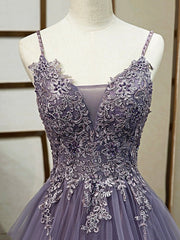 Purple Spaghetti Straps Lace Corset Prom Dress, Lovely Tulle Corset Floor Length Evening Dress outfit, Sage Green Bridesmaid Dress